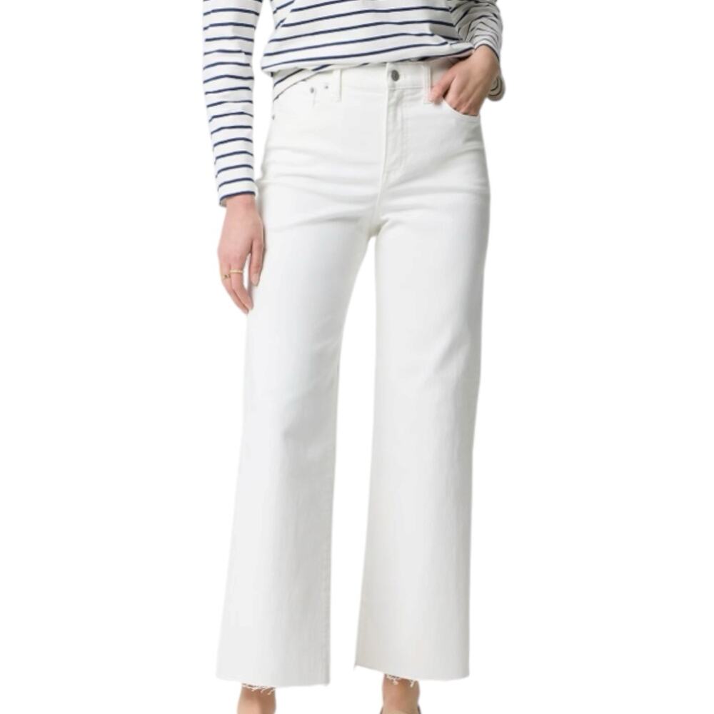 NWD J. Crew White Wide Leg Cropped Jeans Women’s Size 27 Tall All Day Stretch - Picture 1 of 12